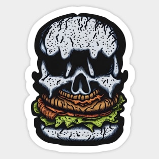 Grey Burger Skull Sticker